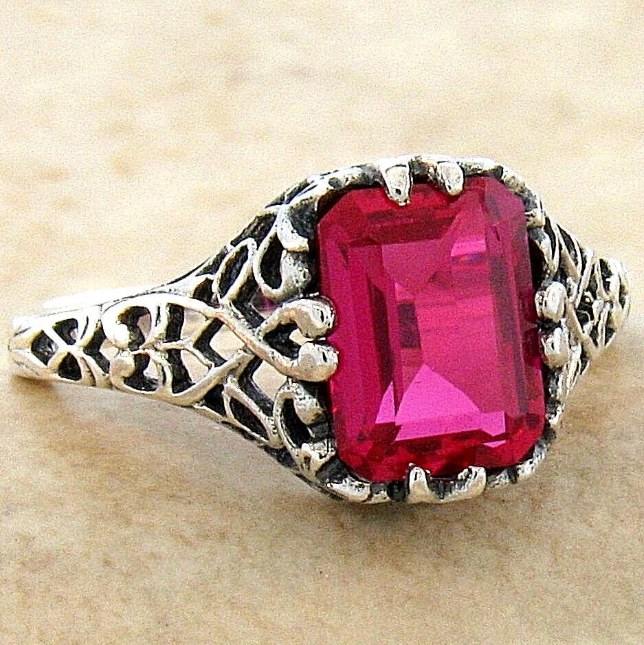 Vintage sterling silver ruby ring outlet