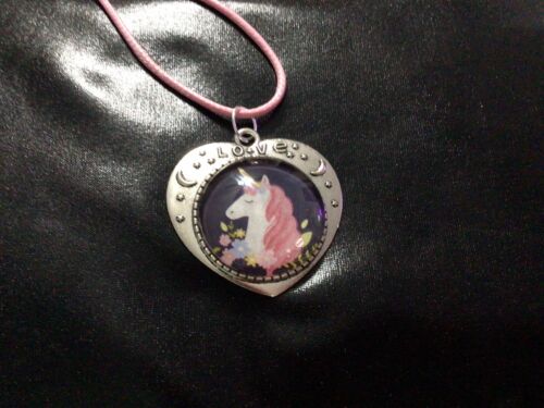Handmade 25mm Unicorn Heart Shaped 18” Necklace Silver Plated - Picture 1 of 1
