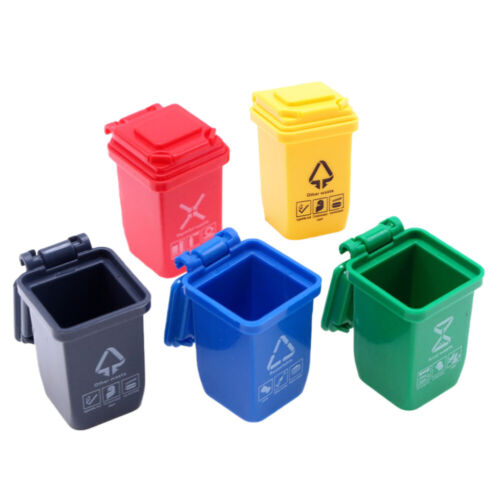 5 Mini-Mülleimer Spielzeug-Mülltonnen Puppenhaus Abfallbehälter - Bild 1 von 12