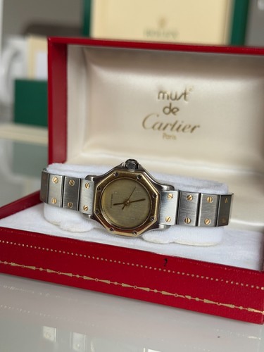 Cartier Santos Octagon 0907 Super Rare Ghost Dial Automatic Ladies Wrist Watch - Picture 9 of 13