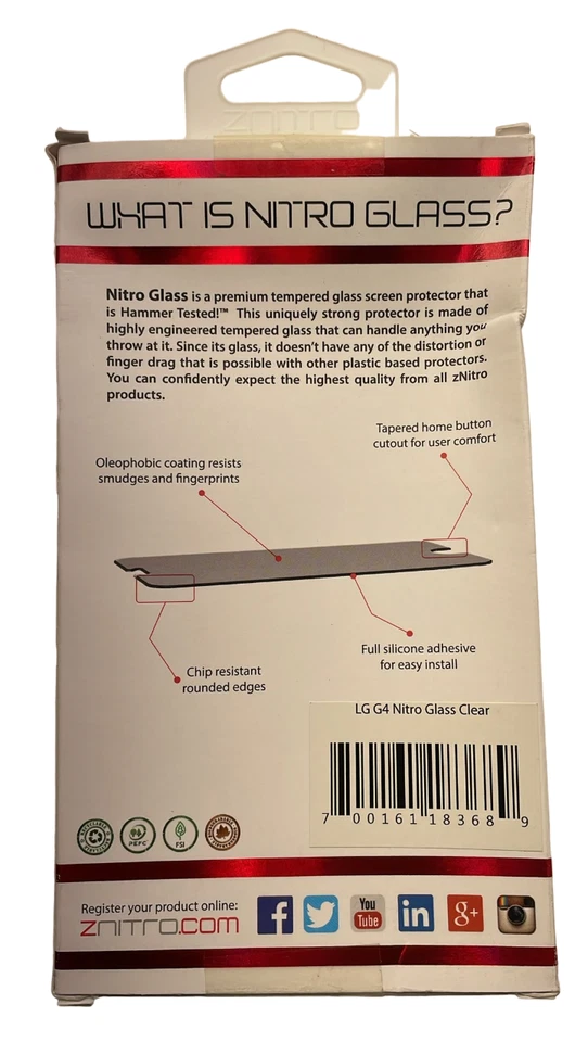 Protector Pantalla Cristal Templado ZNitro Nitro para LG G4, Transparente Foto 4 de 4