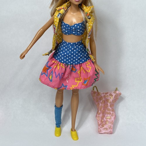 Barbie California Dream Pool Doll Swimsuit Vest 4439 Skirt Blue Polka Dot 1987