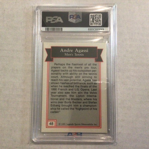 1991 Legends Magazine Andre Agassi #48 RC PSA Mint 9 - Insert Silver Border H/C - Picture 2 of 2
