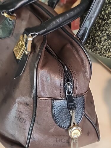 Borsa Boston HCL W.Germany in pelle marrone nera vintage anni 80 - Foto 4 di 11