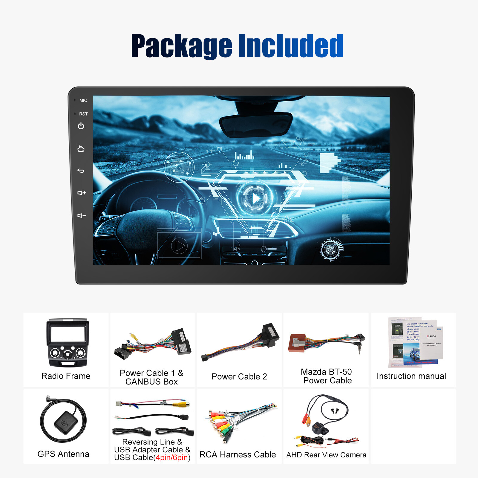 APPLE CARPLAY FOR FORD RANGER PJ PK MAZDA BT50 9" ANDROID13 CAR STEREO
