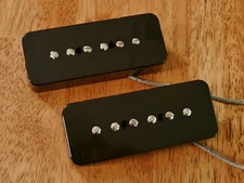 P90 SOAP BAR PICKUP SET BLACK ALNICO 2 MAGNETS VINTAGE TONE NICKEL SILVER BASE