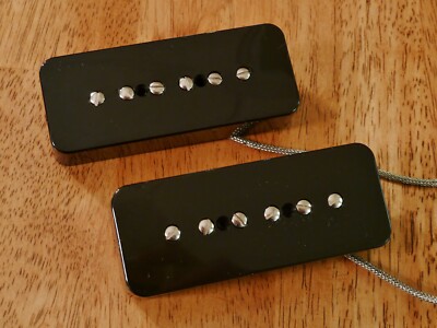 P90 SOAP BAR PICKUP SET BLACK ALNICO 5 VINTAGE 1940'S TONE NICKEL SILVER BASE