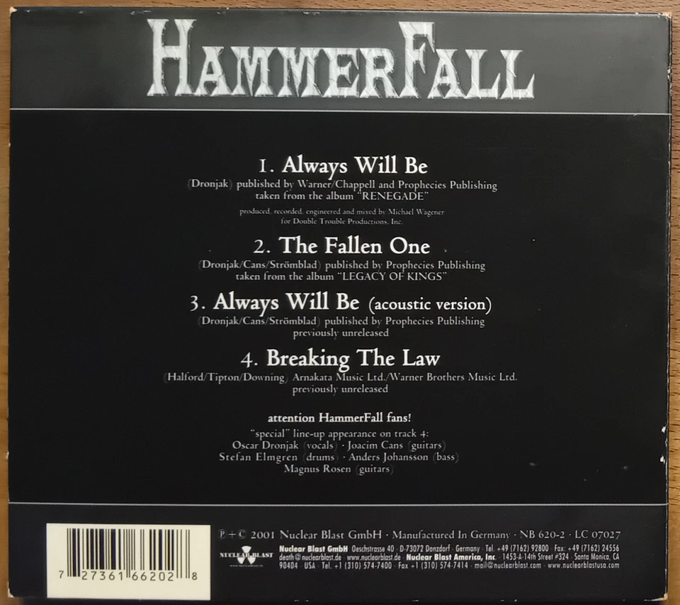 HammerFall – Always Will Be - 4 Track Single - Digipak - Bild 2 von 4