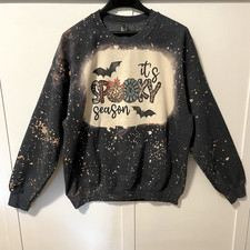 Spooky Season Halloween Sweatshirt Gildan Fleece Lined Cotton Blend Acid Wash