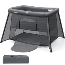2 in 1 Baby Travel Crib Easy-Set Up,Portable Crib with Comfortable Mattress and