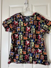 Scrub Wear Scrubs Top Women s M Med Halloween Costume Print 2-pocket Fun