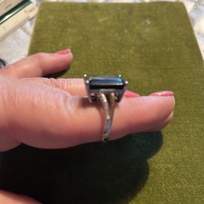 Size 8 Sliver and Gold Tone Black Onyx Ring Size 8 Fine Jewelry Women's