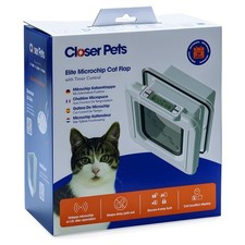 Elite Mikrochip-Katzenklappe mit Timer – Weiß (355W)