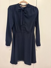 Blaues Kleid mit Weißes Punkten und Schleife von H&M Gr. S