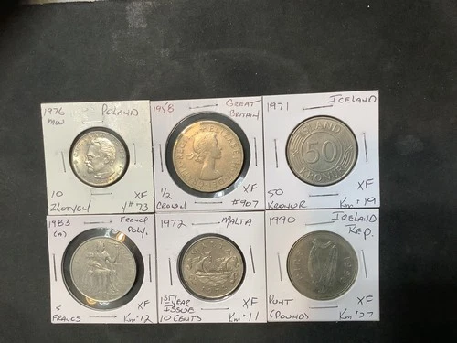Premium Mixed Country 1958-1990 XF  6 Coin Lot.  R11505