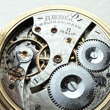 👀😁GRAND, GOLD PLATED WALTHAM,16s, 17Js FULL HUNTER POCKET WATCH,FWO😎