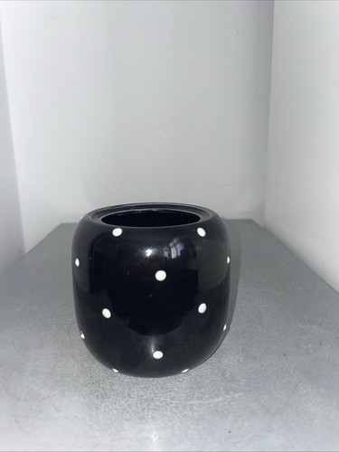 Vintage Plazza Ware Black & White Polka Dot Pot (Lid Missing) Made In England