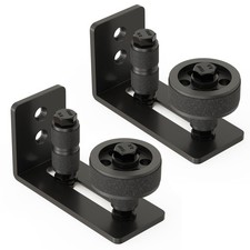 Barn Door Floor Guide Wall Mounted Adjustable Roller 8 Options Black 2 Pack