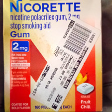 2 Boxes Nicorette Nicotine Polacrilex Gum 2 mg Fruit Chill, 160 Count, Coated