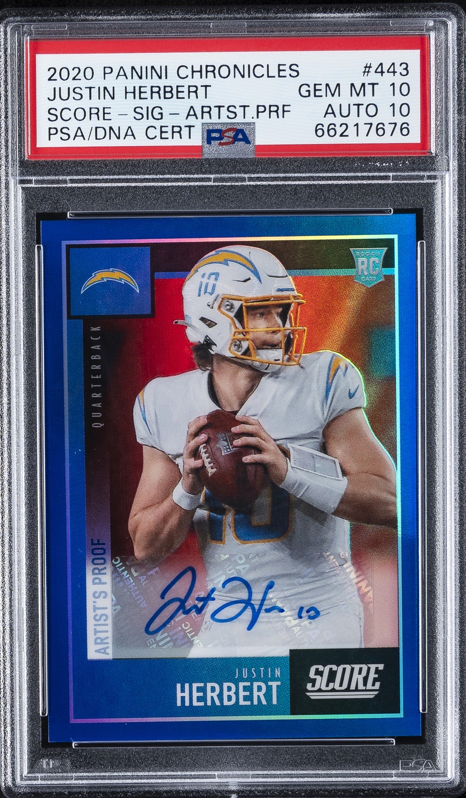 Justin Herbert Panini Chronicles Score #443 Signature