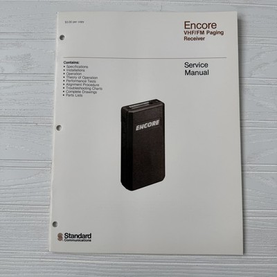 Standard Communications Encore VHF FM Paging Receiver Service Manual Original