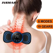 Mini EMS Neck Massager Patch 8 Modes Muscle Pain Relief Relaxation Tool