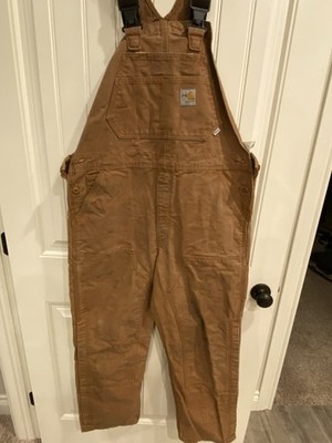 Carhartt Dark Brown Duck Canvas Overalls Duck FR Bib 38x32