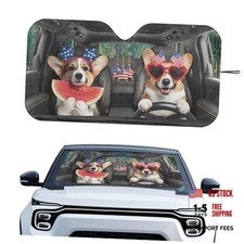 Car Front Windshield Sun Shade Reflect UV Sun and Heat Foldable Car Corgi