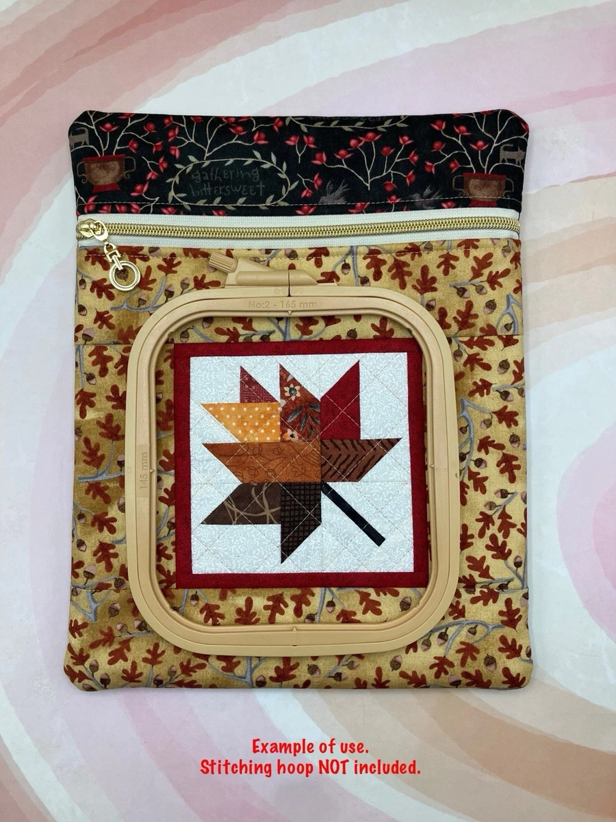 Tall Small 10”x12.5” Project Bag •Maple Leaf• Quilted Patchwork