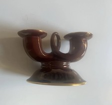 Carltonware Brown Gold Iridescent TwoTier Candleholder Collectors Vtg Vgc