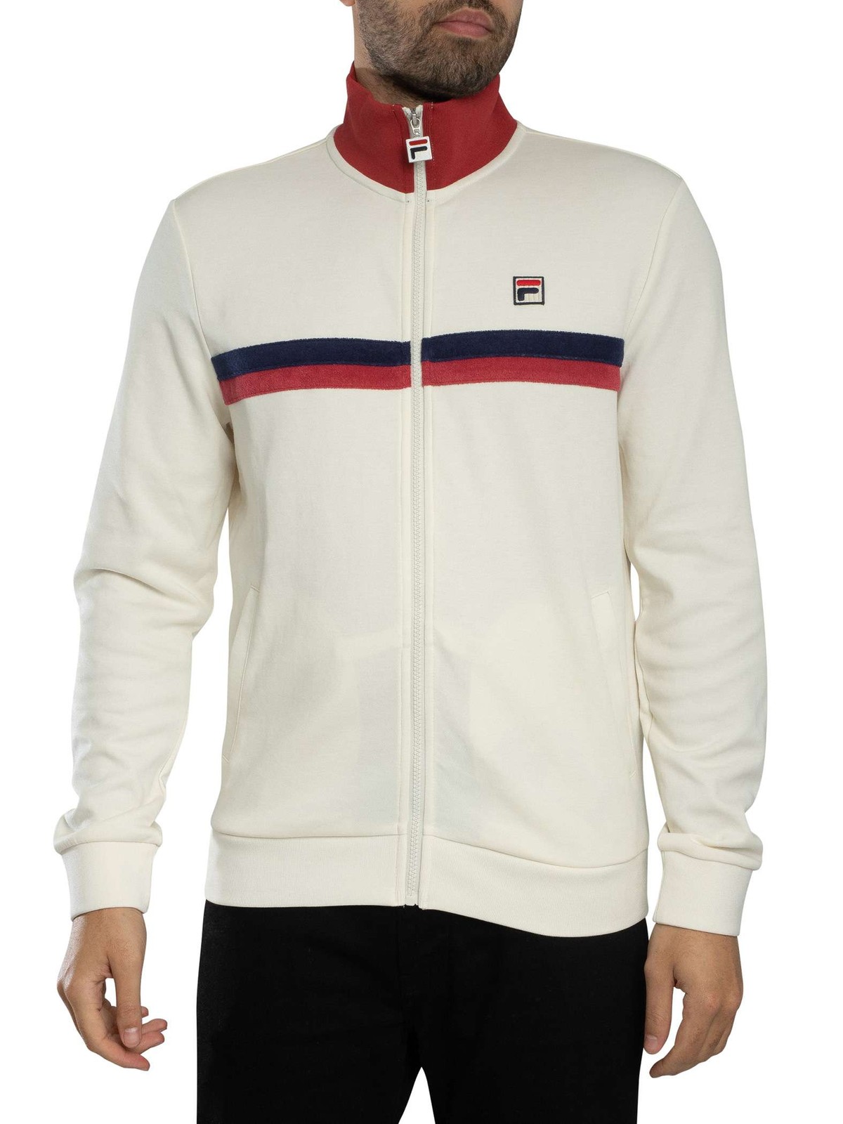 Fila Enrico Track Jacket, Gardenia/Garnet/White - 3XL
