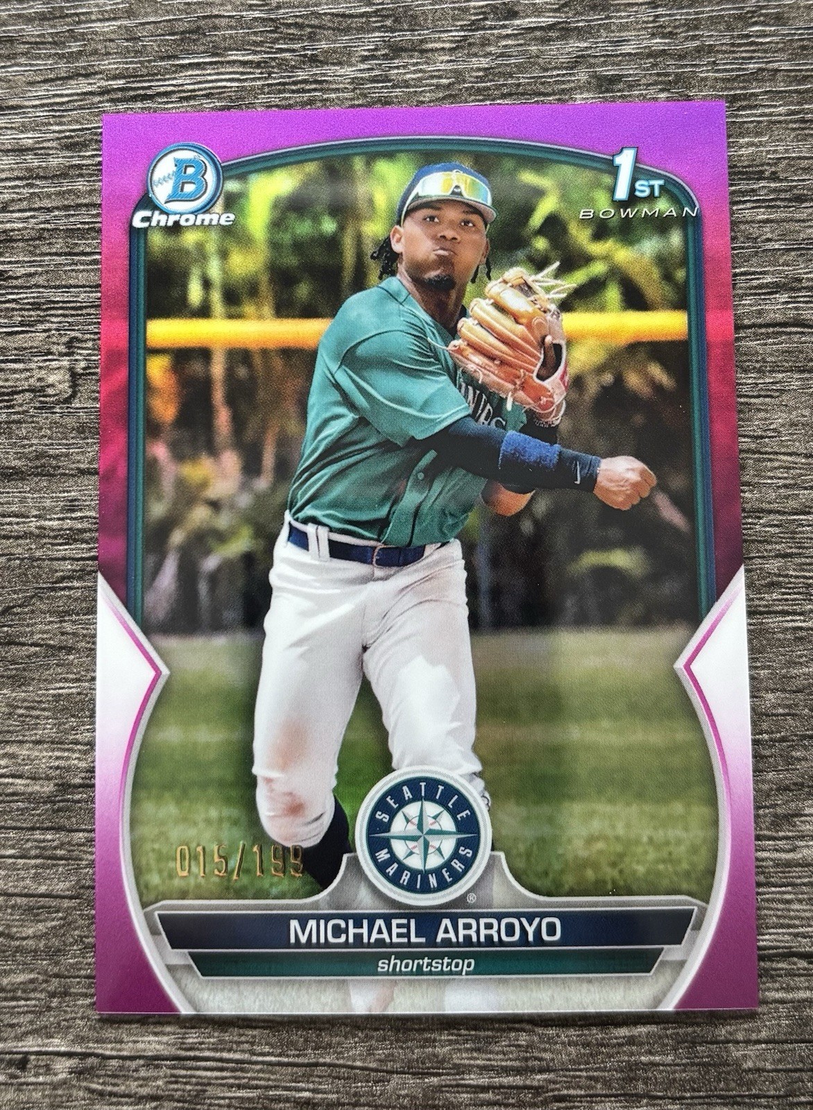 MICHAEL ARROYO 2023 Bowman Fuschia Refractor 1st Chrome /199 #BCP-63 Mariners