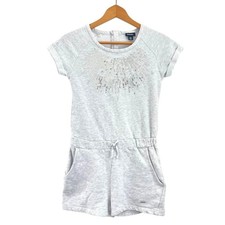 Diesel Girls Grey Sequin Logo Romper One-Piece Shorts Size Large 12 Short Sleeve