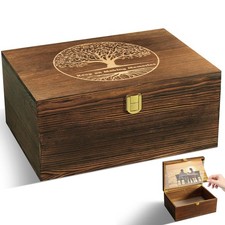 Large Tree of Life Wooden Keepsake Box - Elegant Vintage Jewelry Storage Box ...