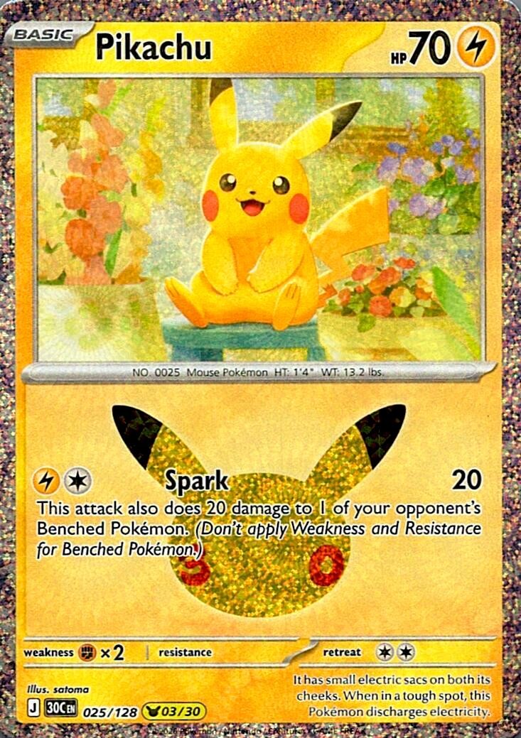 Pokemon Pikachu 025/128 Holo Lightly Played