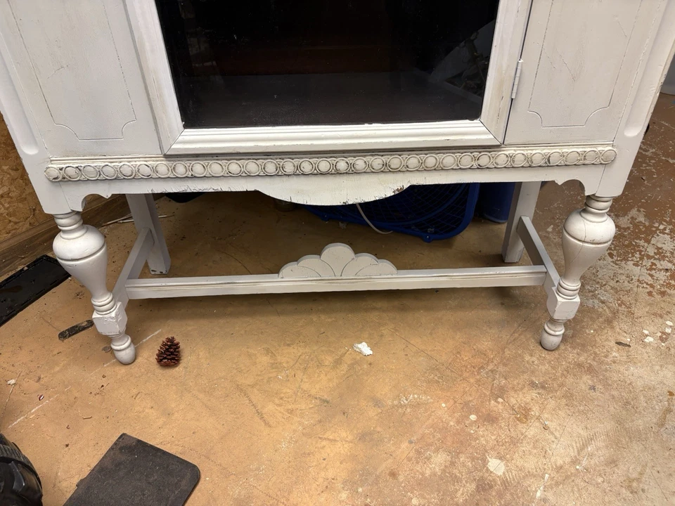 Antiguo vitrina de madera Art Deco para gabinete de porcelana Foto 3 de 4