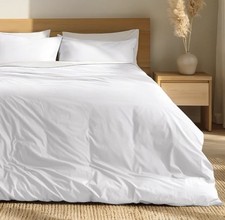 King Duvet Cover Set White Pillow Shams Organic Cotton Percale Bare