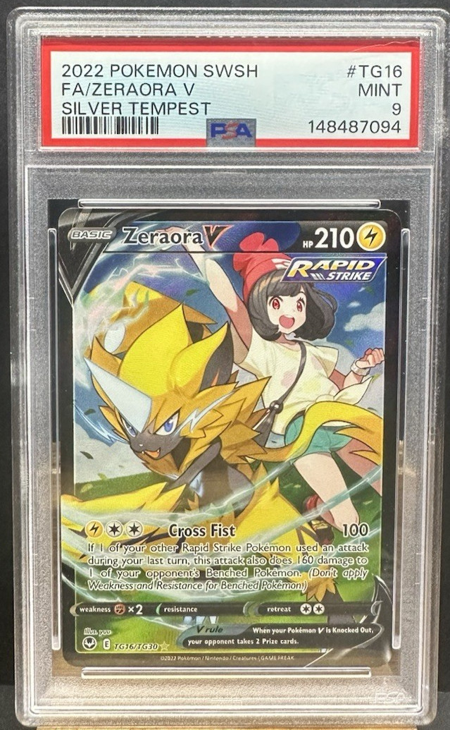 2022 Pokemon SWSH Silver Tempest Zeraora V Rapid Strike PSA 9 No. TG16