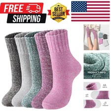 5 Pairs Wool Socks - Wool Socks for Women, Cozy Crew Socks, Warm Winter Socks...