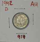 1942-D AU Mercury Dime, Item 914