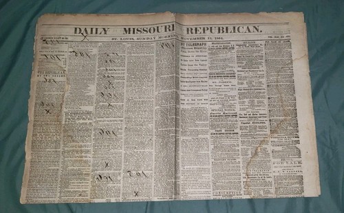 November 1864 Civil War DAILY MISSOURI REPUBLICAN General Sheridan Poisoned +++