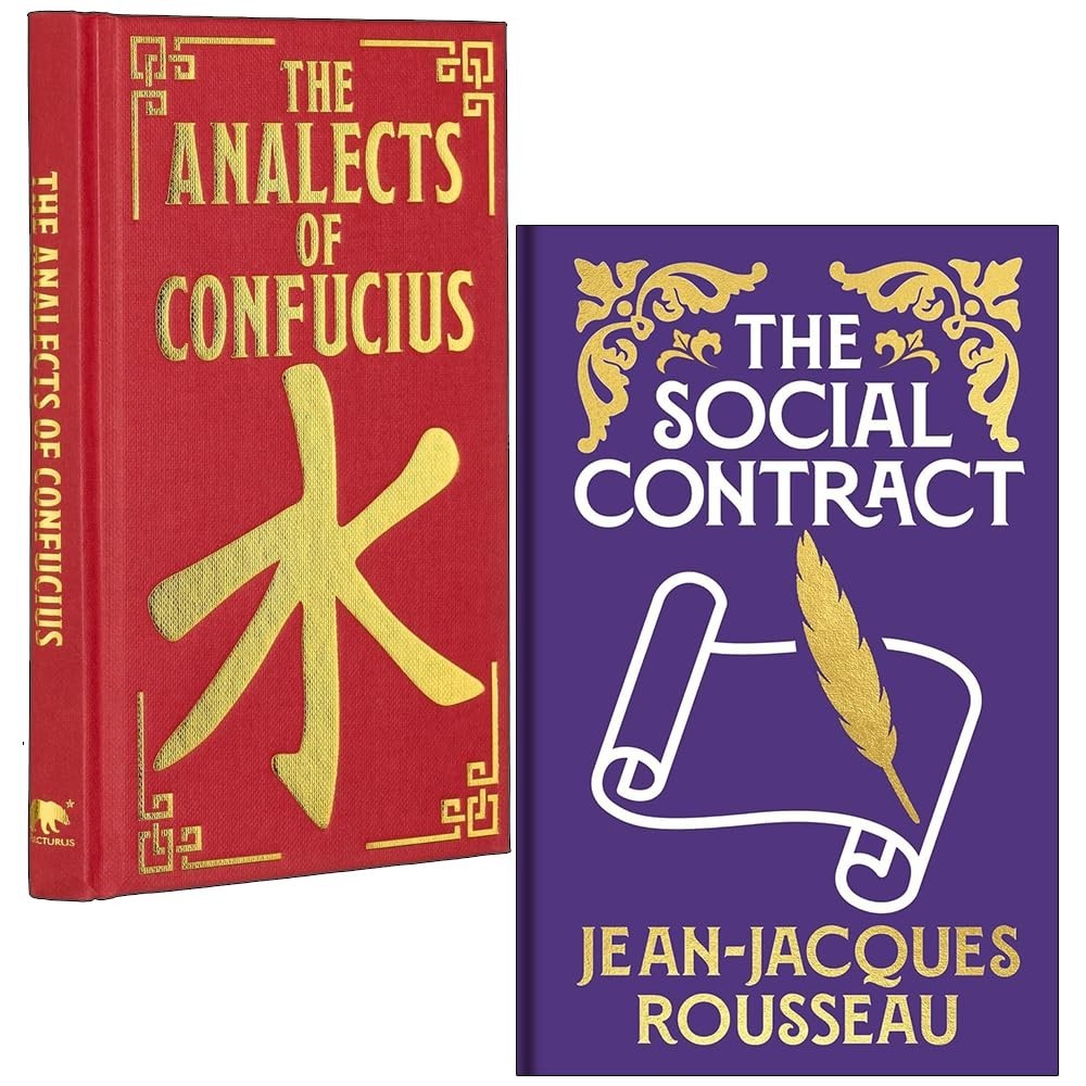 Analects of Confucius & Social Contract Ornate Classics 2 Books Collection Set