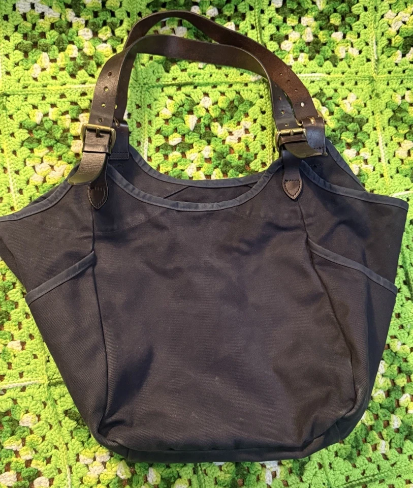 Bolso de Mano Filson De Colección Resistente Sarga Llevar Todo EE. UU. Azul Marino Algodón Asas de Cuero Foto 4 de 4