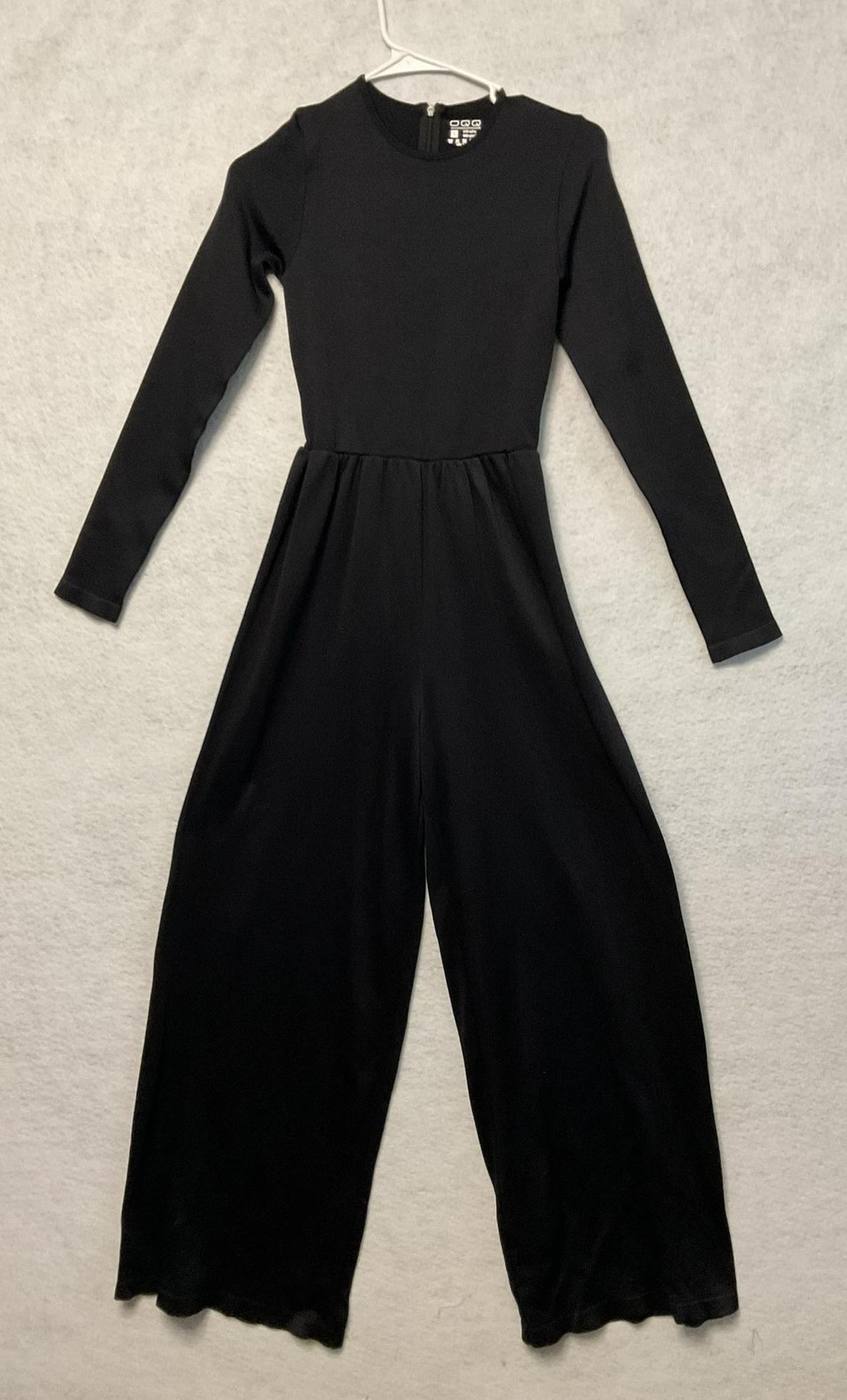 OQQ Jumpsuit Womens Small Black Long Sleeve Wide Leg Stretchy One Piece Romper