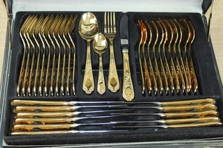 SBS Besteckkoffer 23 24 karat Solingen 12 P. 69 Teile Modell 25 Wien vergoldet