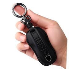 for Porsche Leather Key Fob Cover with Keychain Key Shell Compatible Black