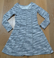 Anthropologie Saturday Sunday Gray white stripe long sleeve mini cotton Dress S