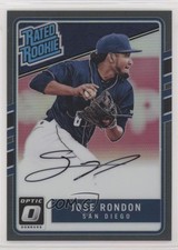 2017 Donruss Optic Rated Rookies Base Black Prizm 16/25 Jose Rondon Auto 0m8