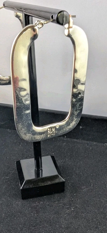 Pendientes de aro cuadrados modernistas tono plata RLM Soho - firmados por Robert Lee Morris Foto 2 de 4
