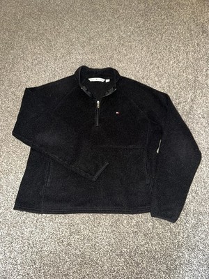 Womens TOMMY HILFIGER Fleece Sweatshirt, Size XL, Black, 1/4 Zip, (15)